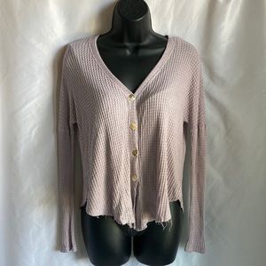 Jolie Long Sleeves Buttoned Front Mid Cropped Top Size Large (Junior)